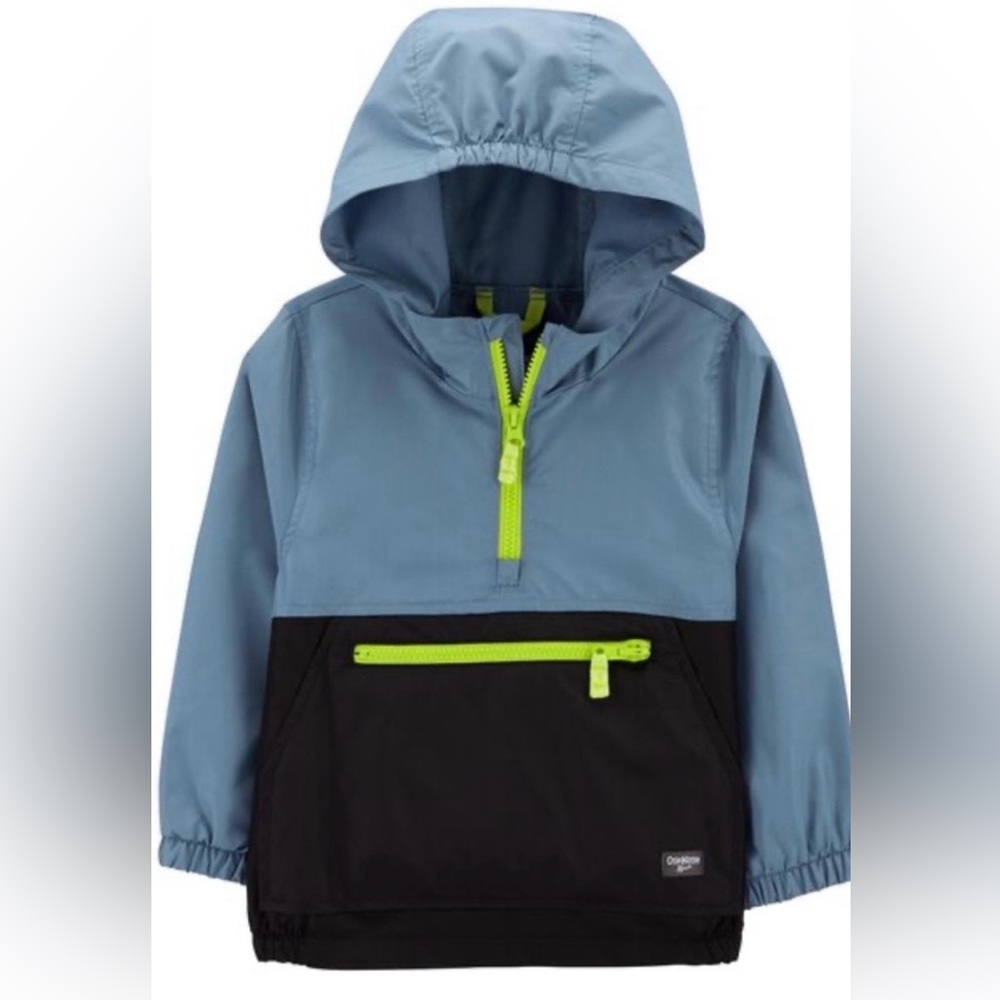 Toddler Boy - Size 2T - Blue Light-Weight Packable Windbreaker with Neon Zipper